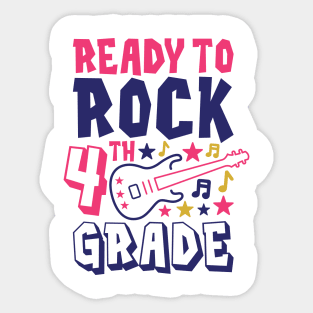 Rocking 4th Grade Funny Kids School Rock Back to School Sticker